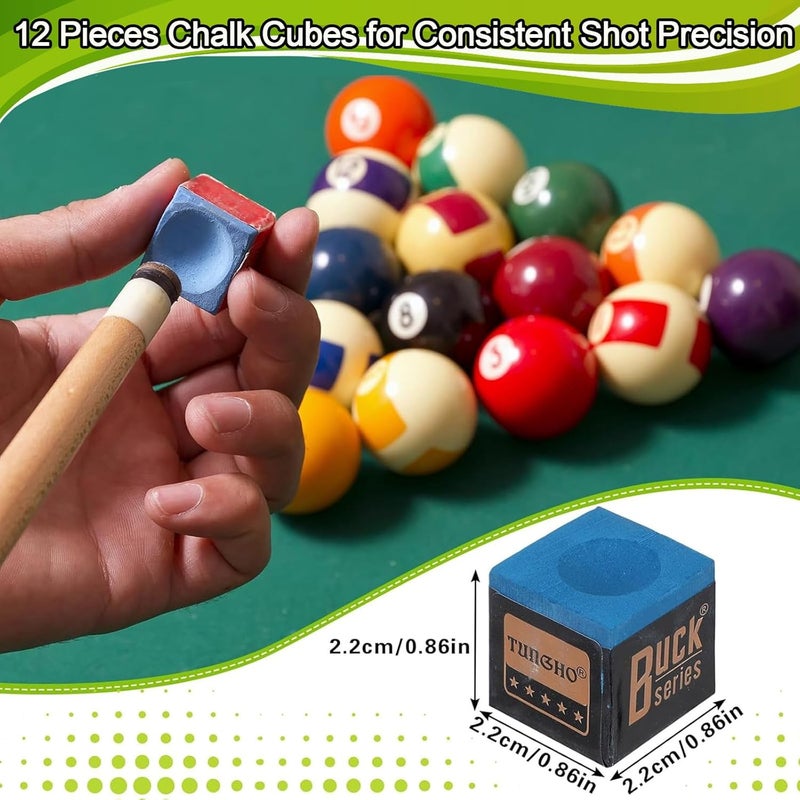 PullCrease 31 Pcs Pool Table Balls Billiard Accessory Kit with 16 Table Balls 1 Triangle Billiard Rack 1 Diamond Holder 12 Rack Cue Chalks 1 Brush for Friend Travel Office Desk Games Bartop - Image 5
